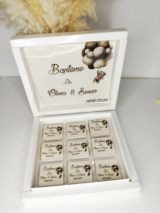 Boîte de 9 chocolats personnalisés