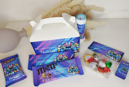 Box  de Pâques 100% personnalisée remplie gourmandises pour les enfants