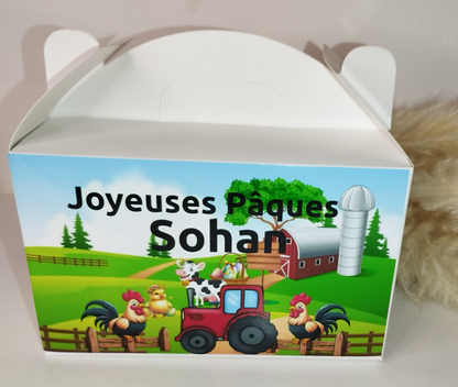 Box  de Pâques 100% personnalisée remplie gourmandises pour les enfants