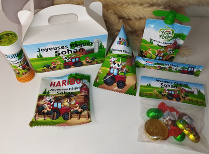 Box  de Pâques 100% personnalisée remplie gourmandises pour les enfants