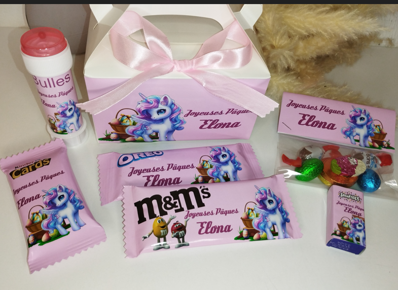 Box  de Pâques 100% personnalisée remplie gourmandises pour les enfants