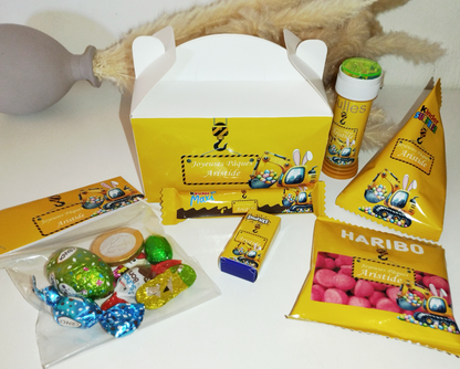 Box  de Pâques 100% personnalisée remplie gourmandises pour les enfants
