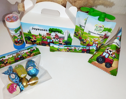 Box  de Pâques 100% personnalisée remplie gourmandises pour les enfants
