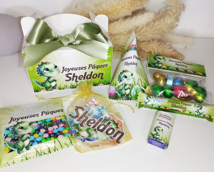 Box  de Pâques 100% personnalisée remplie gourmandises pour les enfants