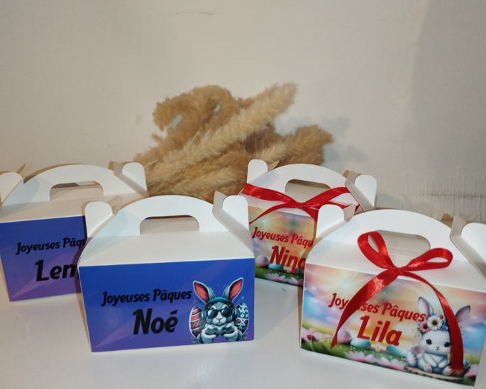 Box  de Pâques 100% personnalisée remplie gourmandises pour les enfants