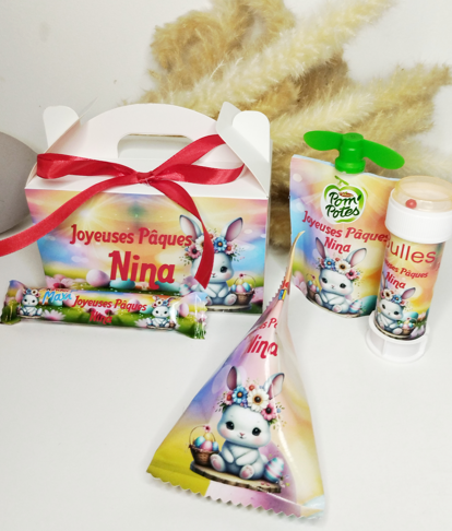 Box  de Pâques 100% personnalisée remplie gourmandises pour les enfants