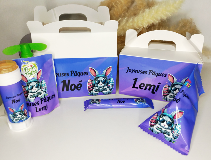 Box  de Pâques 100% personnalisée remplie gourmandises pour les enfants