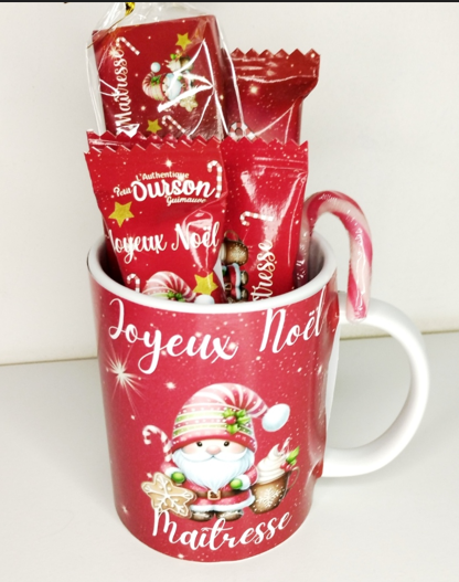 Mug gourmand de Noël personnalisée pour maître, maîtresse, nounou