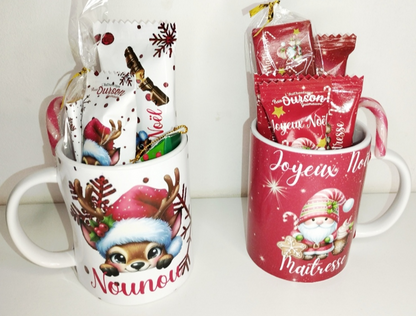 Mug gourmand de Noël personnalisée pour maître, maîtresse, nounou