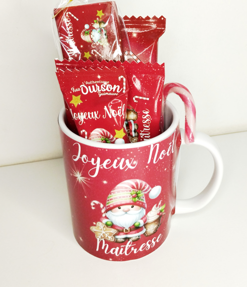 Mug gourmand de Noël personnalisée pour maître, maîtresse, nounou