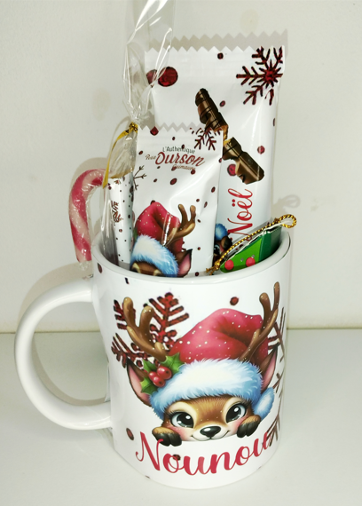 Mug gourmand de Noël personnalisée pour maître, maîtresse, nounou