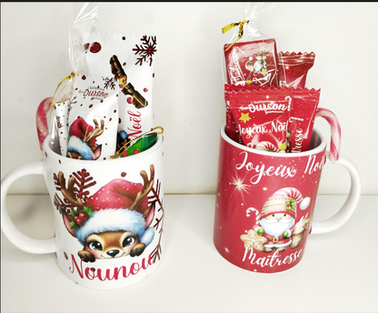 Mug gourmand de Noël personnalisée pour maître, maîtresse, nounou