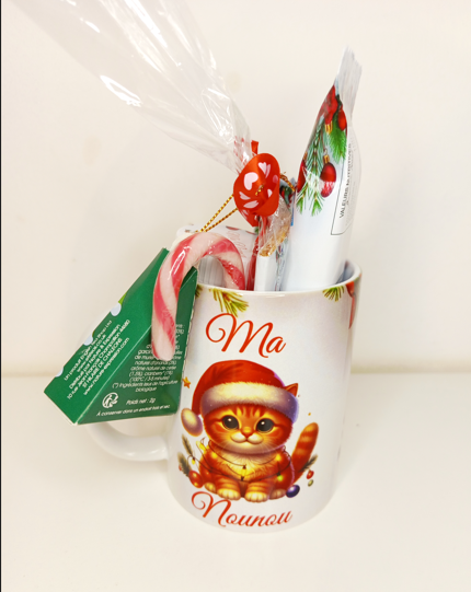 Mug gourmand de Noël personnalisée pour maître, maîtresse, nounou