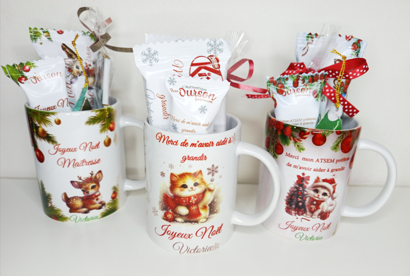 Mug gourmand de Noël personnalisée pour maître, maîtresse, nounou