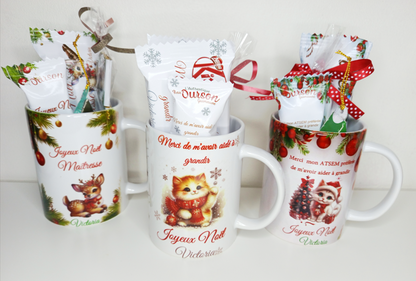 Mug gourmand de Noël personnalisée pour maître, maîtresse, nounou