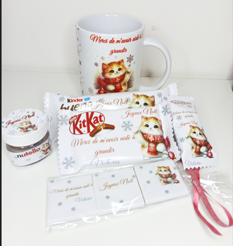 Mug gourmand de Noël personnalisée pour maître, maîtresse, nounou