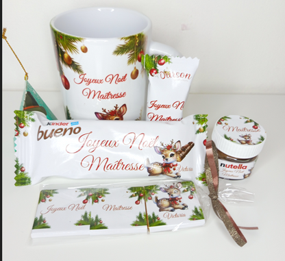 Mug gourmand de Noël personnalisée pour maître, maîtresse, nounou