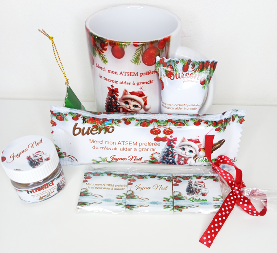 Mug gourmand de Noël personnalisée pour maître, maîtresse, nounou