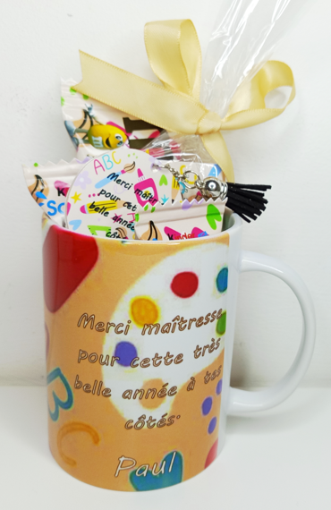 Mug gourmand pour maître, maitresse- Cadeaux fin d'année personnalisée, cadeaux fin d'année école, mug gourmand personnalisé, coffret cadeau