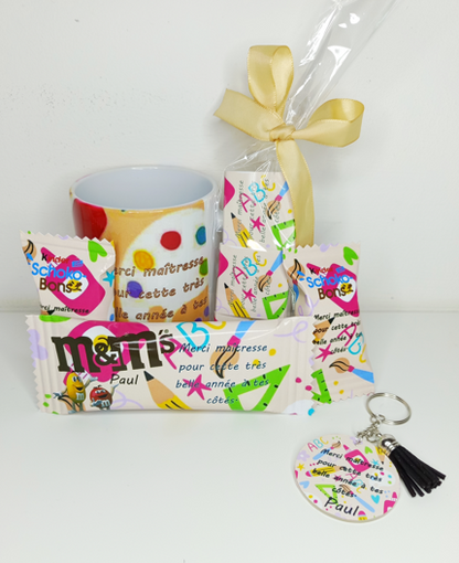 Mug gourmand pour maître, maitresse- Cadeaux fin d'année personnalisée, cadeaux fin d'année école, mug gourmand personnalisé, coffret cadeau