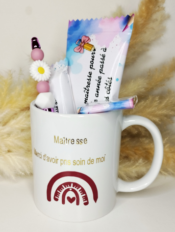 Mug gourmand pour maître, maitresse- Cadeaux fin d'année personnalisée, cadeaux fin d'année école, mug gourmand personnalisé, coffret cadeau