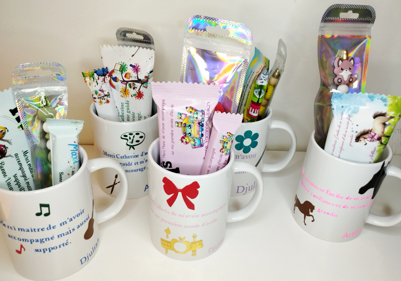 Mug gourmand pour maître, maitresse- Cadeaux fin d'année personnalisée, cadeaux fin d'année école, mug gourmand personnalisé, coffret cadeau