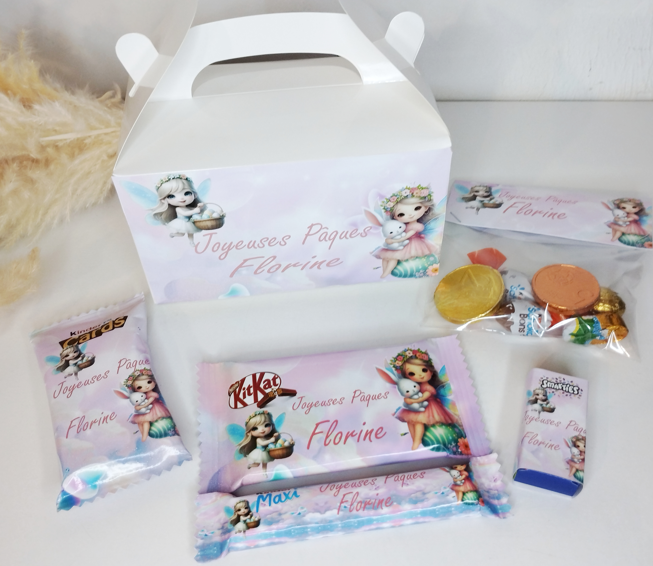 Box  de Pâques 100% personnalisée remplie gourmandises pour les enfants