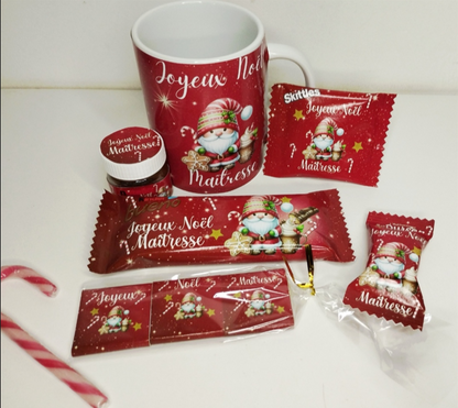 Mug gourmand de Noël personnalisée pour maître, maîtresse, nounou