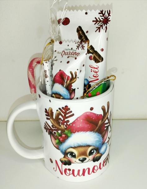 Mug gourmand de Noël personnalisée pour maître, maîtresse, nounou