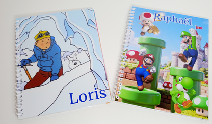 Cahier de texte personnalisé | Prénom | Couverture plastifiée | Thème au choix | Fourniture rentrée scolaire | Cadeau enfant