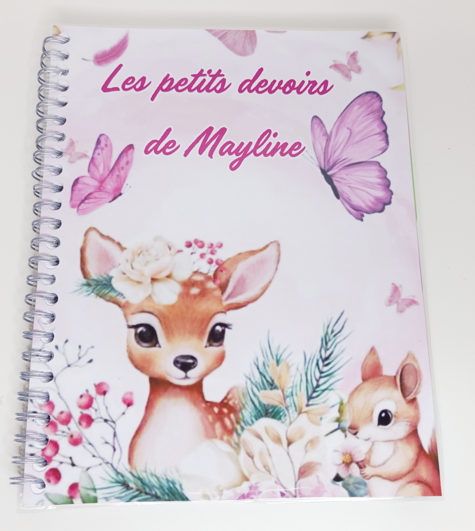 Cahier de texte personnalisé | Prénom | Couverture plastifiée | Thème au choix | Fourniture rentrée scolaire | Cadeau enfant