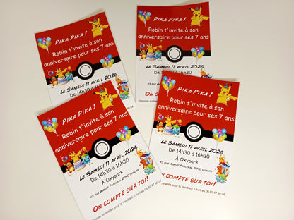 Carte d'invitation anniversaire personnalisées pour anniversaire, baptême, mariage, EVJF (x4)