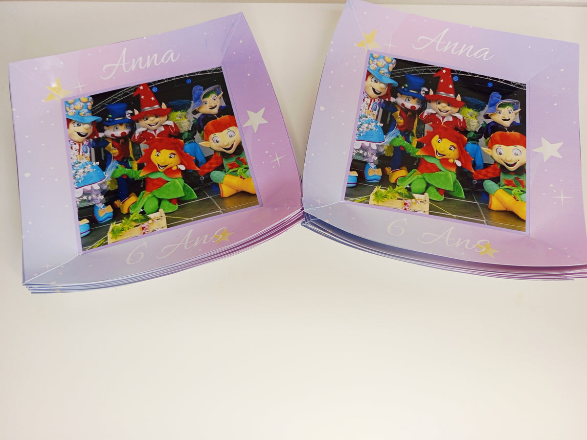 Assiette jetables personnalisées  pour anniversaire, baptême, mariage, EVJ,  assiette personnalisée, décoration de table,(thème au choix)