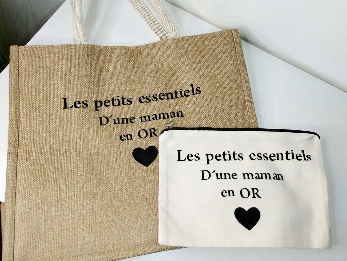 Sac en lin avec sa pochette assortie 100% personnalisée