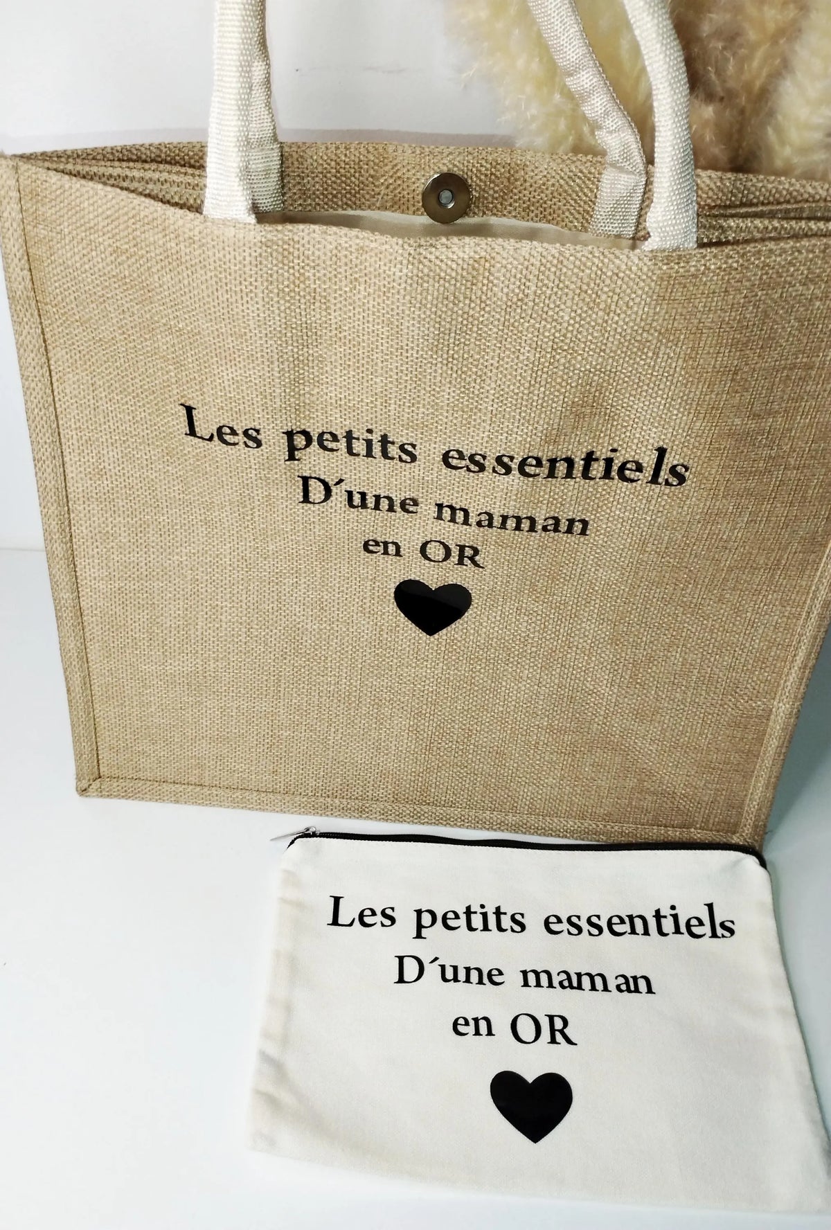 Sac en lin avec sa pochette assortie 100% personnalisée