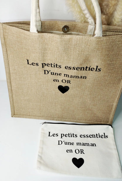 Sac en lin avec sa pochette assortie 100% personnalisée
