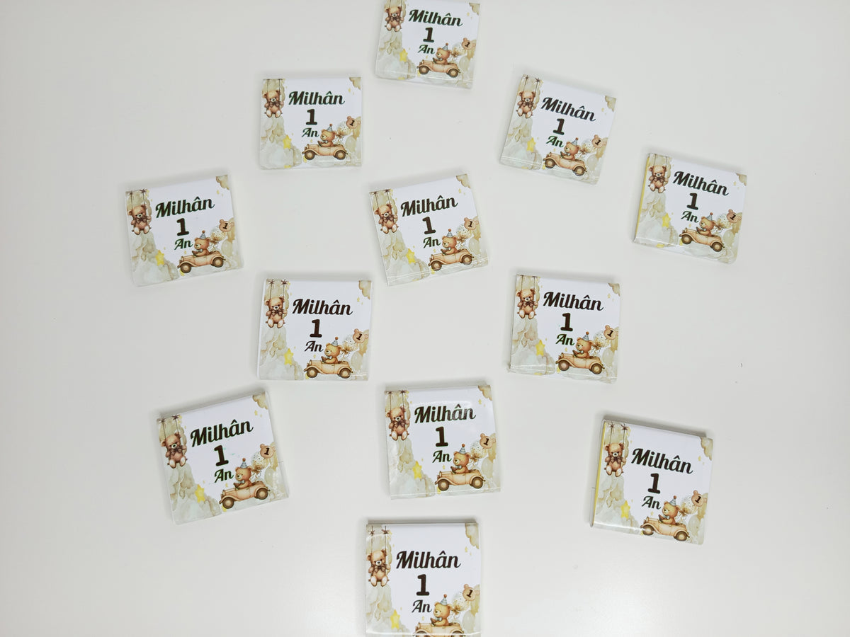 Chocolats personnalisés (X2), mariage , Fille, Garçon, Baptême Naissance, Fête, Offrir Cadeau, Confiserie personnalisé, thème au choix